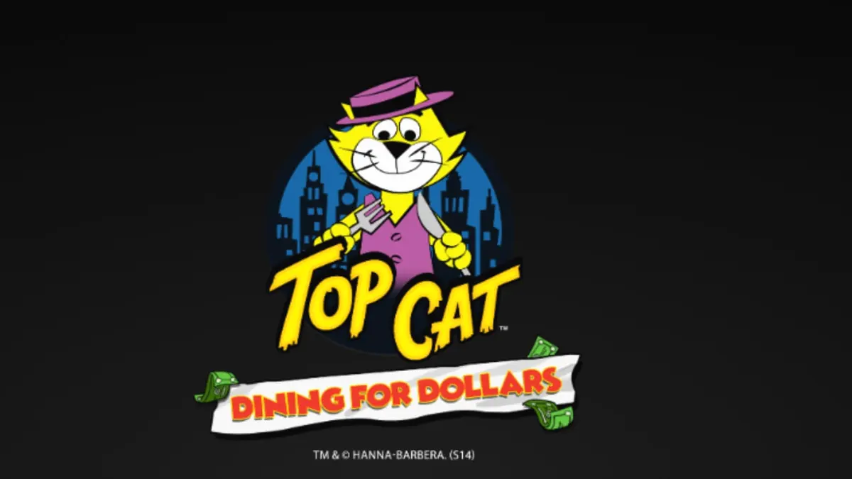 Karakter Top Cat dan teman-temannya dalam suasana diner retro di slot Top Cat Dining For Dollars